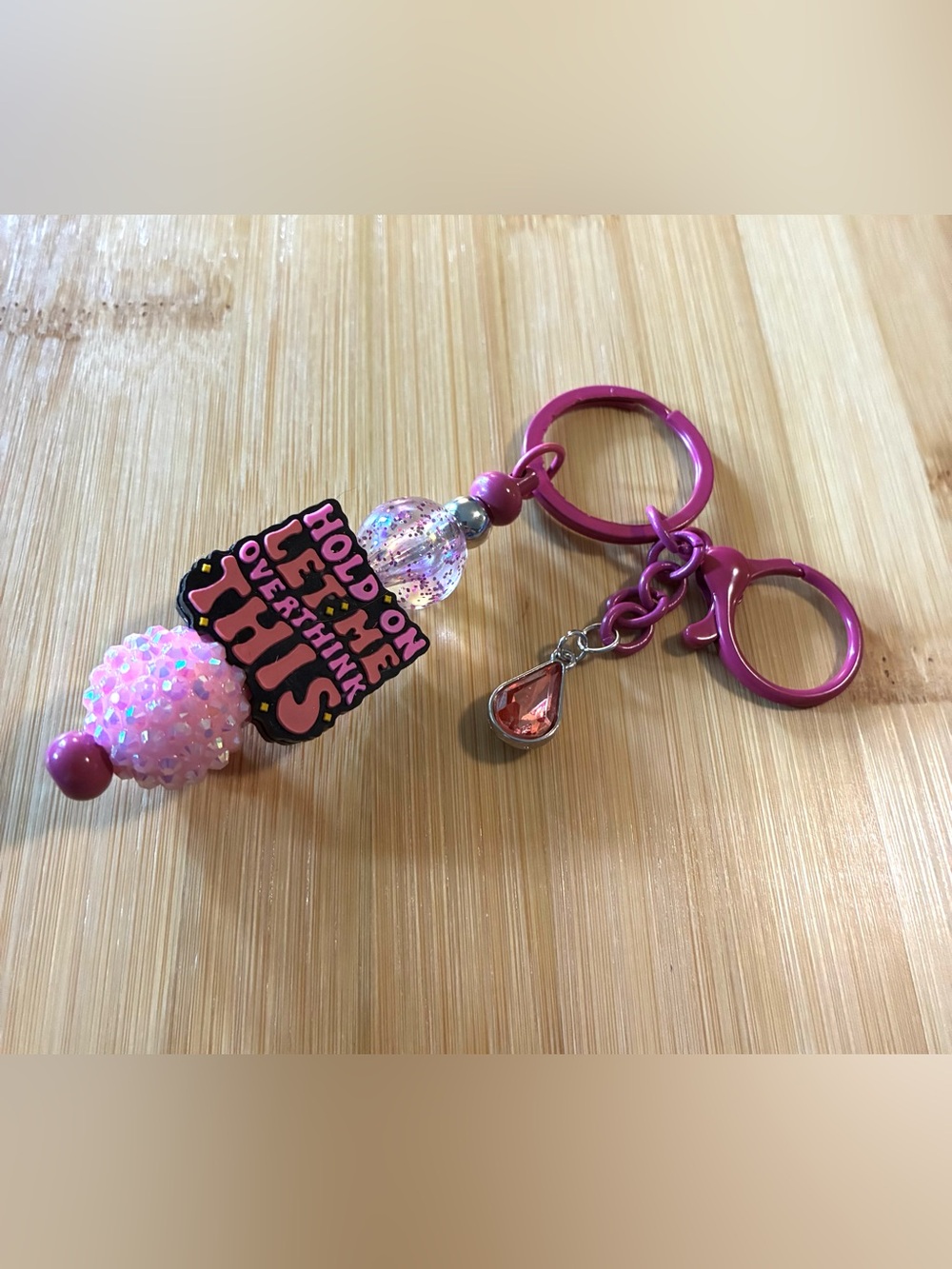 Pink 'Hold On Let Me Overthink This' Keychain - Picture 3 of 4